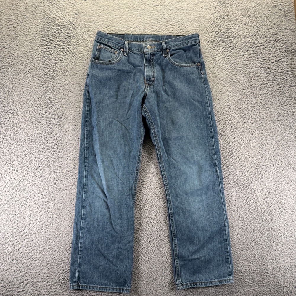 Lee Jeans Boys 18H Blue Cotton Denim Straight Leg Faded Workwear Travel Utility
